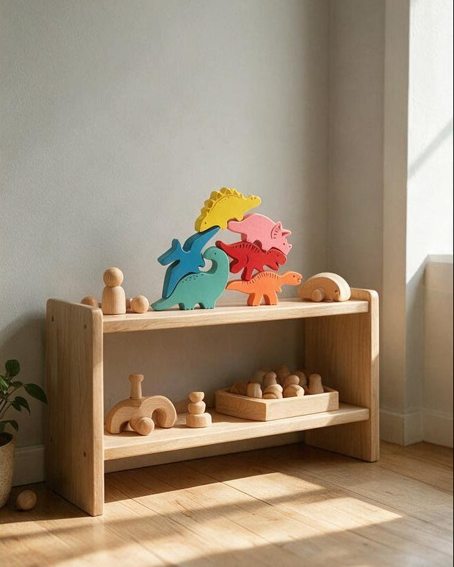 Bloques de Equilibrio de Dinosaurios de Madera 🦕