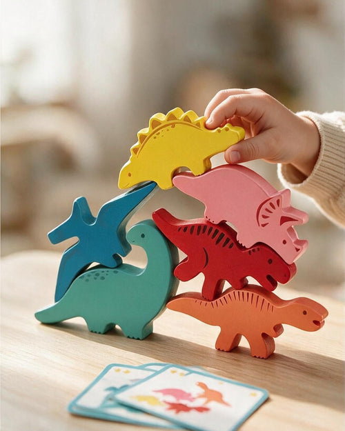 Bloques de Equilibrio de Dinosaurios de Madera 🦕